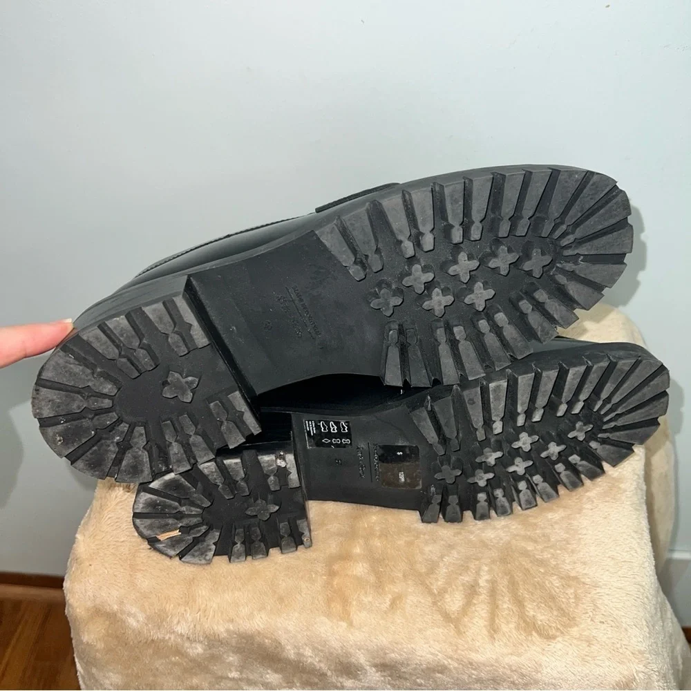 & Other Stories Black Patent Leather Chunky Lug Sole Penny Loafers Size 9 - Picture 9 of 9